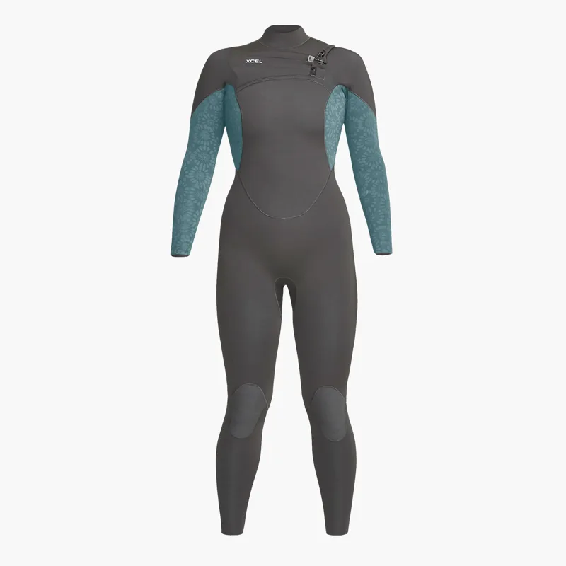 Xcel Womens Comp 5/4 Chest Zip Wetsuit Tinfoil Flower